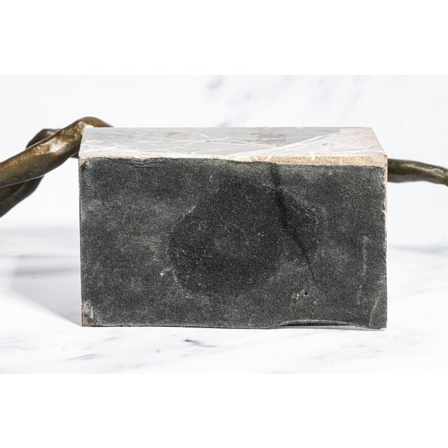 Vintage Art Nouveau Style Suspended Male Man Bronze Marble Statue Sculpture For Sale - Image 14 of 14