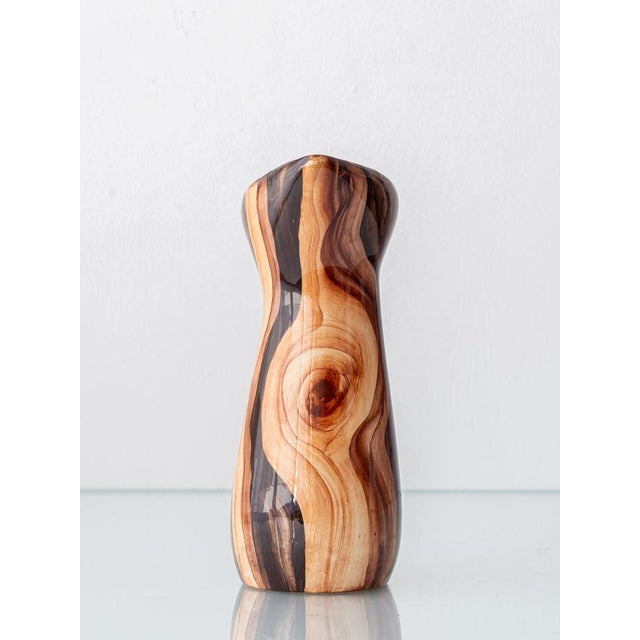 Mid-Century Modern Mid-Century Modern French Faux Bois Earthenware Pitcher, 1950 For Sale - Image 3 of 15