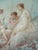 Antique French Louis XV Period Hand Painted Pale Blue Fan in Gilt Frame With Angels and Cherubs For Sale In Tampa - Image 6 of 13