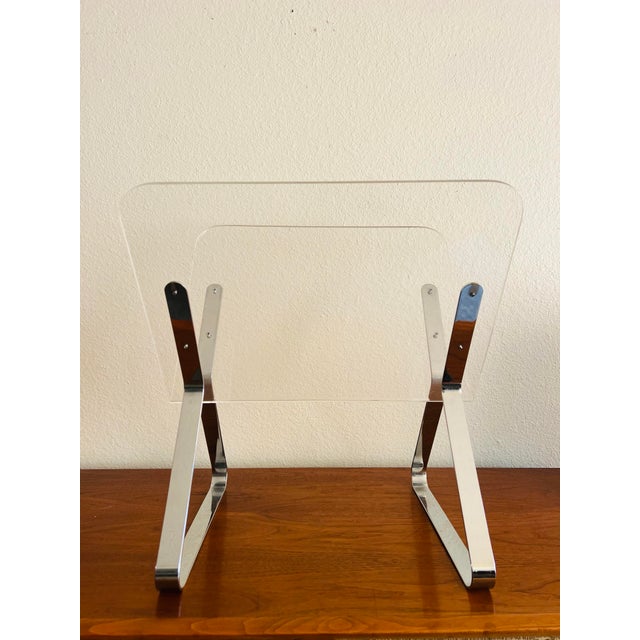 1970s Milo Baughman Style Chrome and Lucite Magazine Holder For Sale - Image 12 of 12