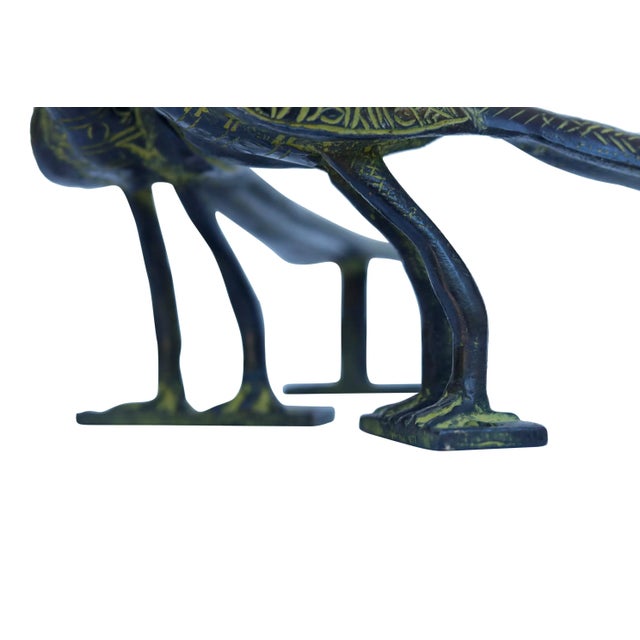 2020s Large Green Brass Peacock Door Handles - a Pair For Sale - Image 5 of 6