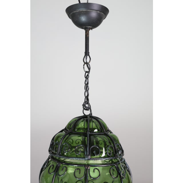 1970s Wonderful Green Colour Venetian Lantern, Attributed to Seguso Murano Glass For Sale - Image 6 of 16