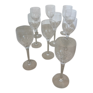 Delicate Vintage Crystal Cordial Glasses - Set of 10