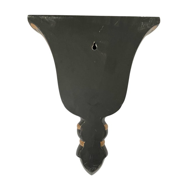 Plastic Vintage 19th Century - Style Regency Black & Floral Wall Sconce Shelf For Sale - Image 7 of 7