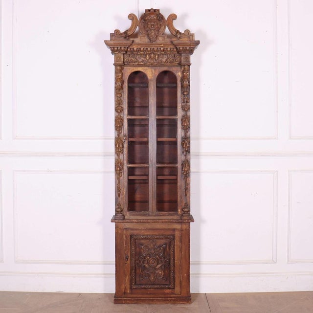 Wood Chimney Cabinet in Carved Pine, 1890s For Sale - Image 7 of 7