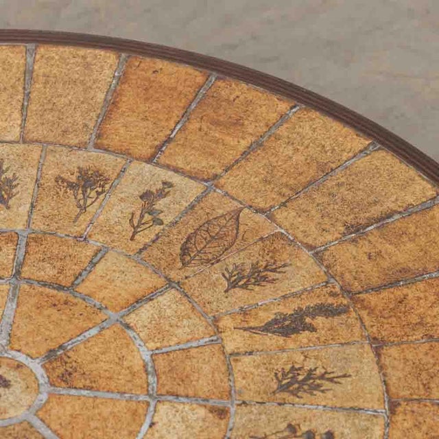 Brown 1960s Leaf Tiled Coffee Table by Roger Capron, Signed For Sale - Image 8 of 13