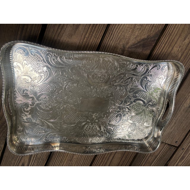 Metal Sheffield Silver Plate Reticulated Gallery Tray For Sale - Image 7 of 9