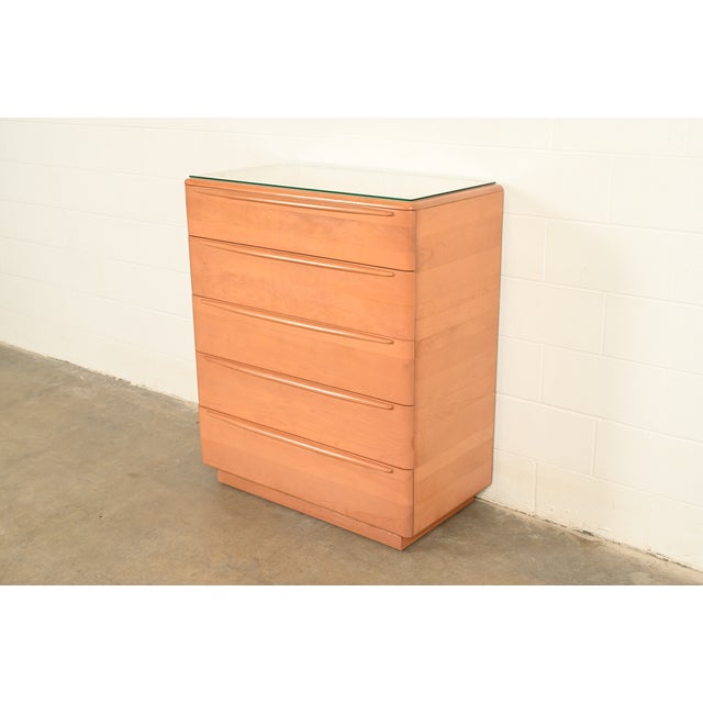 Mid-Century Modern Heywood Wakefield Mid-Century Modern Solid Birch Five-Drawer Highboy Dresser, 1965 For Sale - Image 3 of 18