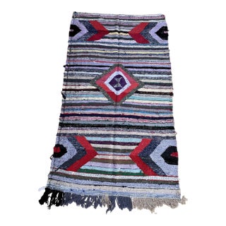 1990s Vintage Moroccan Colorful Rug - 4'12" X 8'8" Ft For Sale