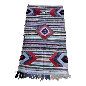1990s Vintage Moroccan Colorful Rug - 4'12" X 8'8" Ft