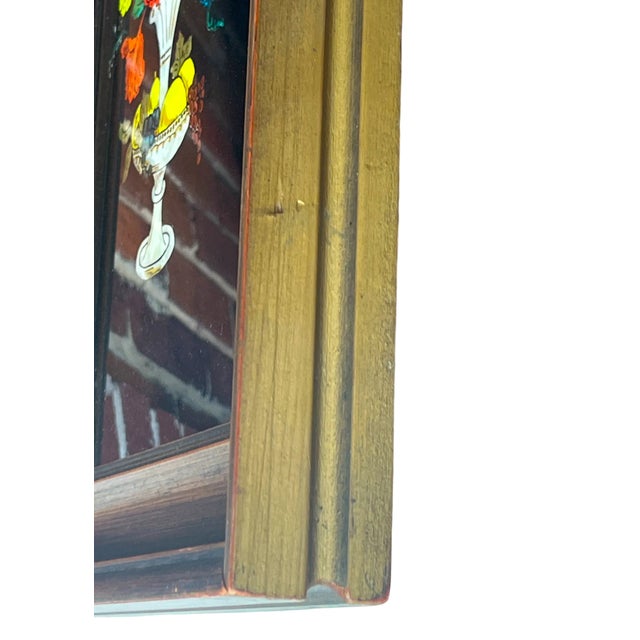 1940s Framed Silver Epergne Holding Flowers and Fruit Silver Foil Tinsel Painting For Sale In Jacksonville, FL - Image 6 of 7