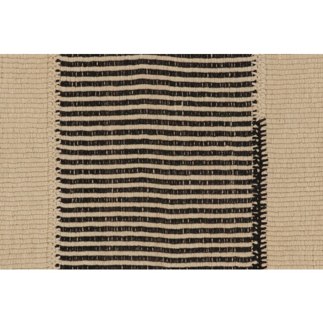 Rug & Kilim’s Contemporary Kilim in Beige With Striped Central Column in Black For Sale In New York - Image 6 of 10