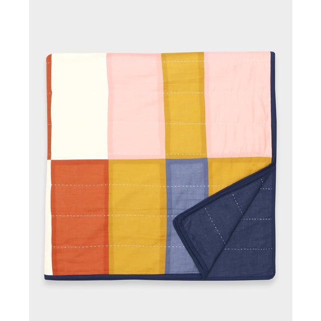 2020s Anchal Multi-Check Patchwork Quilt Bedding, King Size For Sale - Image 5 of 8