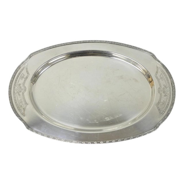 Vintage Victorian Benedict Hammer Craft 302 Silver Plated Harvest Serving Tray For Sale