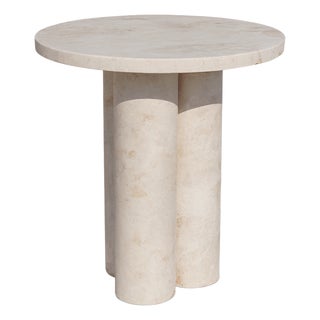 Mario Travertine Side Table by My Habitat Design For Sale