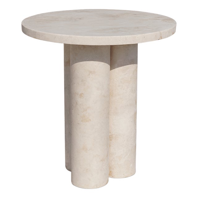Mario Travertine Side Table by My Habitat Design For Sale