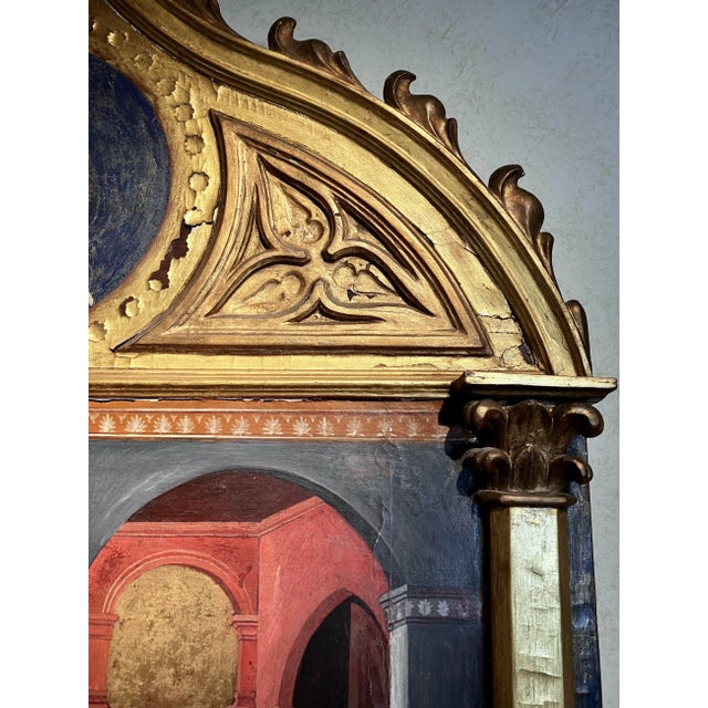 Blue Italian Artist, Renaissance Style Annunciation, Tempera on Giltwood Panel For Sale - Image 8 of 10