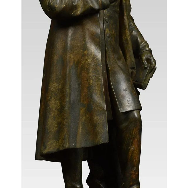 Green 19th Century Chalked Bronzed Figures by Dopmeier, Set of 2 For Sale - Image 8 of 11