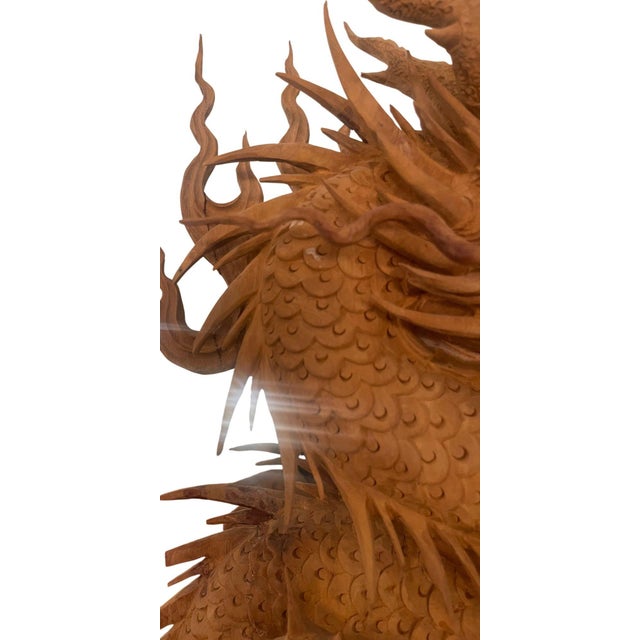 Large 20th Century Vietnamese Nhất Long Vờn Ngọc Dragon Pearl Wood Sculpture For Sale In Los Angeles - Image 6 of 12