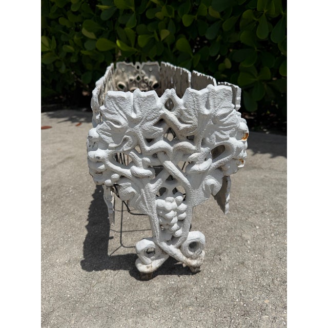 Metal Vintage Cast Iron Grapevine Motif Jardiniere Planter For Sale - Image 7 of 12