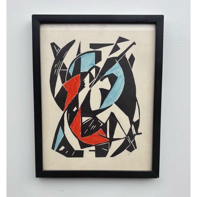 Blue Wobbe Alkema, Composition, 1961, Linocut For Sale - Image 8 of 10