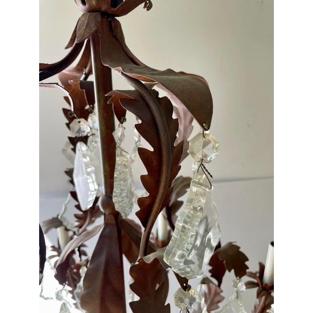 Tole Crystal Chandelier For Sale - Image 4 of 11