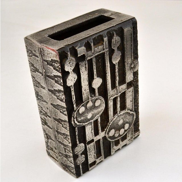 Brutalist Rectangular Steel Vase attributed to Olaf Joff Norway, 1970s For Sale - Image 6 of 14