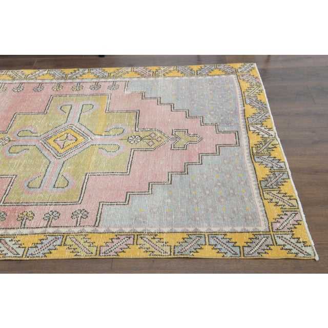 Vintage Turkish Oushak Handmade Wool Cotton Pink Area Rug For Sale In San Francisco - Image 6 of 11