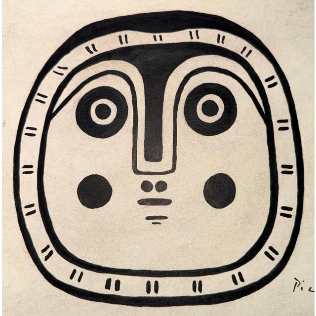 Pablo Picasso, Bold Modernist Mask, Opaque Black on Paper, Hand Signed, 1950-1970s For Sale - Image 12 of 18