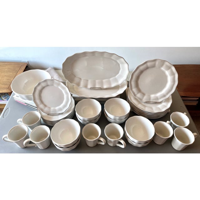Antique White "Charlotte" Dinnerware-12 Place Settings-+ Serving-52 Pieces-Portugal For Sale - Image 8 of 8
