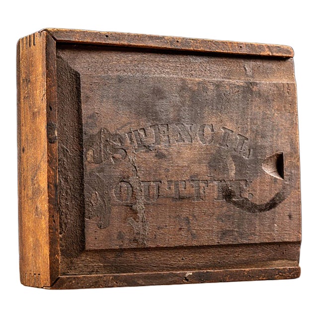 1860s A. Gage Metal Letter Stencil Set With Wood Box For Sale