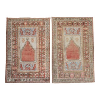 Pair of Muted Turkish Prayer Rugs rug no. r1604 For Sale