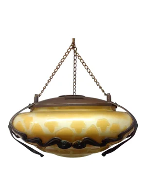 Gustav Gurschner Art Nouveau Pendant & Loetz Shade