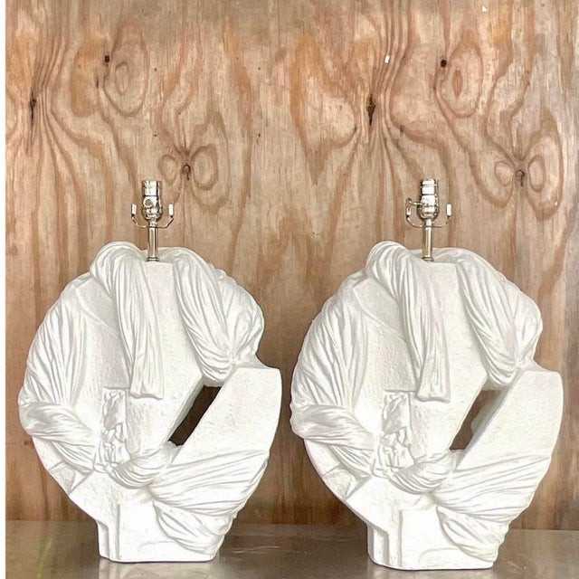 Vintage Coastal Abstract Knot Plaster Lamps - a Pair For Sale - Image 12 of 12
