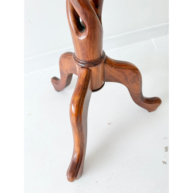 Mid-Century French Mahogany Open Spiral Barley Twist Lamp Stand For Sale - Image 4 of 10