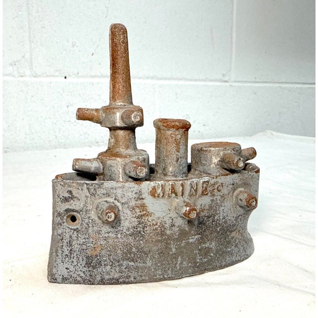 Antique Cast Iron Still Bank Maine Battleship Grey Iron Casting Co 1847 - 1903 For Sale In New York - Image 6 of 11