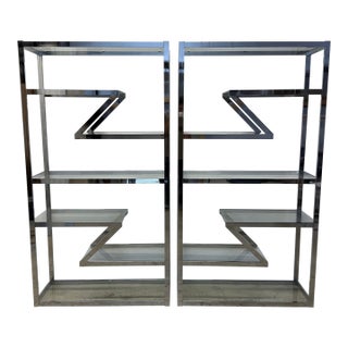 Design Institute America Chrome and Glass Etageres / Bookcases, 1970s - A Pair For Sale