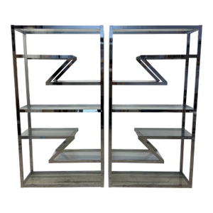 Design Institute America Chrome and Glass Etageres / Bookcases, 1970s - A Pair