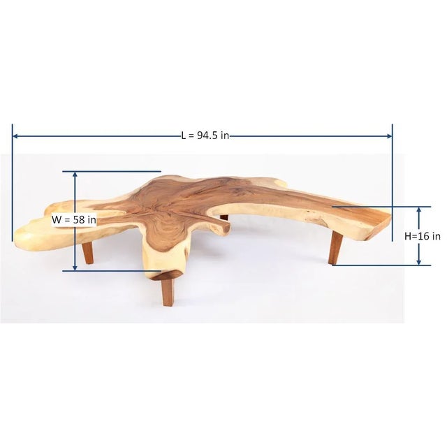 83" Long Free Form One Slab Living Edge Coffee Table 10 For Sale - Image 12 of 12