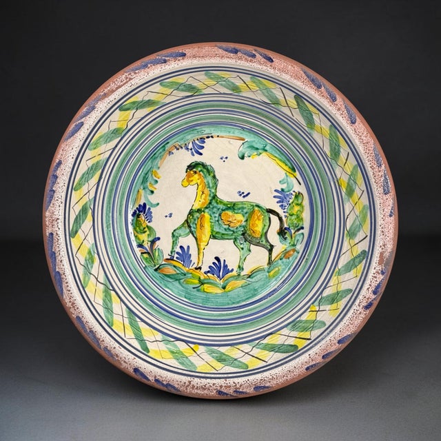 Spanish Triana Lebrillo Ceramic Plate with Painted Horse For Sale - Image 11 of 11