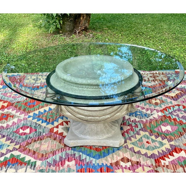 Vintage Grecian Urn Base Glass Top Coffee Table | Chairish