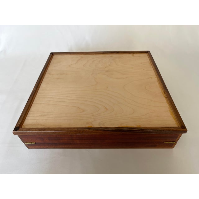 Large 1980's Dunhill Style Ribbon Mahogany Wood Humidor, Box With Brass Hinges For Sale - Image 10 of 10