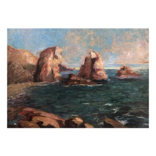 Rocky Landscape, 1890s, Oil & Cardboard For Sale