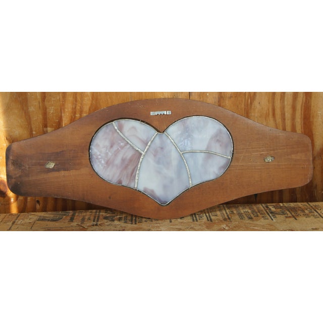Late 20th Century Late 20th Century Pine Heart Shaped Stained Glass Hall Tree For Sale - Image 5 of 9