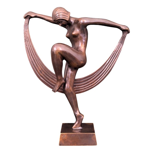 Art Deco Dancing Girl, 20th Century, Bronze For Sale