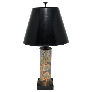 Midcentury Modern Black Gold Glass Brass Table Lamp Organic Modern Design For Sale