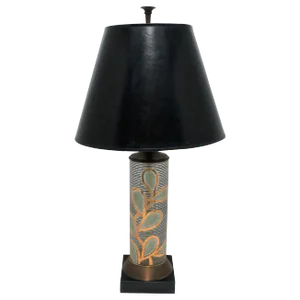 Midcentury Modern Black Gold Glass Brass Table Lamp Organic Modern Design