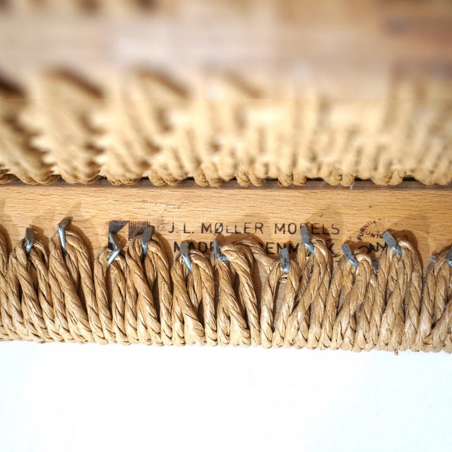 Model 408 Teak Paper Cord Dining Chairs by Niels Otto Møller for J.L. Møllers, 1975, Set of 4 For Sale - Image 12 of 18