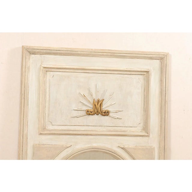 Mid 19th Century Tall French 19th Century Painted Wood Trumeau Mirror For Sale - Image 5 of 10