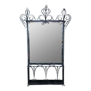 20th Century French Wrought Iron Mirrored Hall Tree
